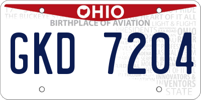 OH license plate GKD7204