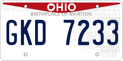 OH license plate GKD7233
