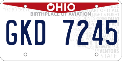 OH license plate GKD7245