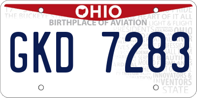 OH license plate GKD7283