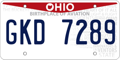 OH license plate GKD7289