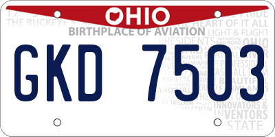 OH license plate GKD7503