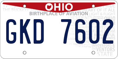 OH license plate GKD7602