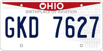 OH license plate GKD7627