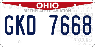 OH license plate GKD7668