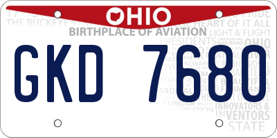 OH license plate GKD7680