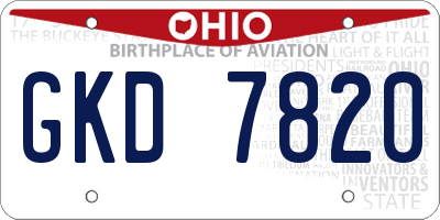 OH license plate GKD7820