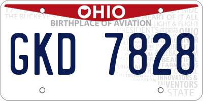 OH license plate GKD7828