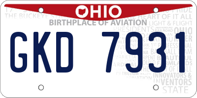 OH license plate GKD7931