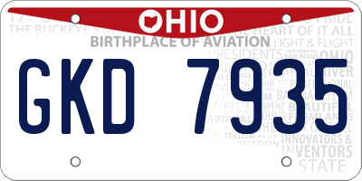 OH license plate GKD7935