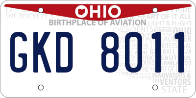 OH license plate GKD8011