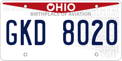OH license plate GKD8020