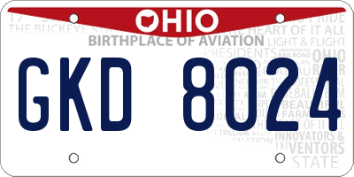 OH license plate GKD8024