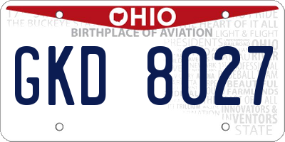 OH license plate GKD8027