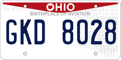 OH license plate GKD8028