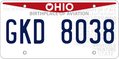 OH license plate GKD8038