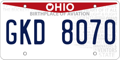 OH license plate GKD8070