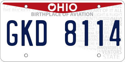 OH license plate GKD8114