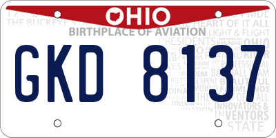 OH license plate GKD8137