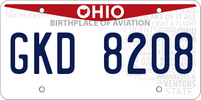 OH license plate GKD8208