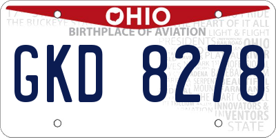 OH license plate GKD8278
