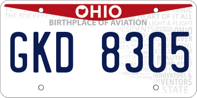 OH license plate GKD8305