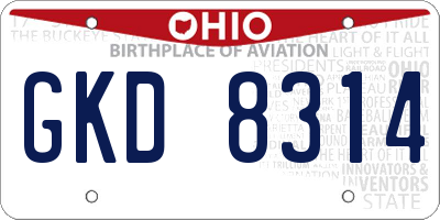 OH license plate GKD8314