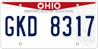 OH license plate GKD8317