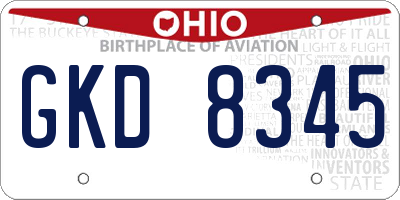 OH license plate GKD8345
