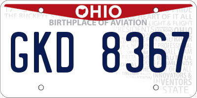OH license plate GKD8367