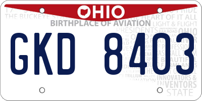 OH license plate GKD8403