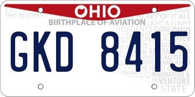 OH license plate GKD8415