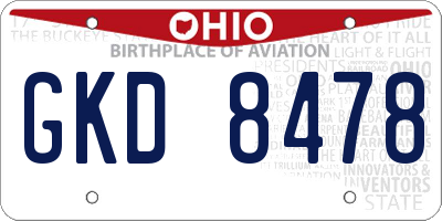 OH license plate GKD8478