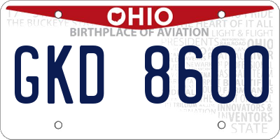 OH license plate GKD8600