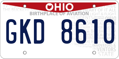 OH license plate GKD8610