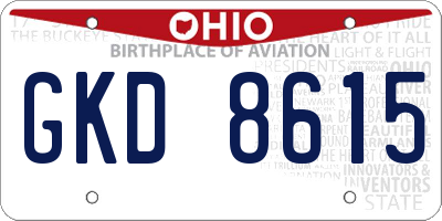 OH license plate GKD8615