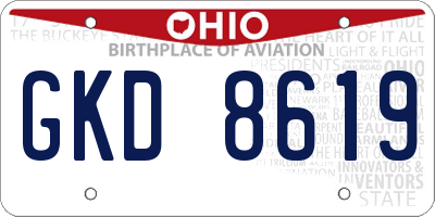 OH license plate GKD8619