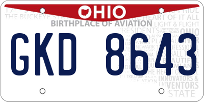 OH license plate GKD8643