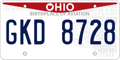 OH license plate GKD8728