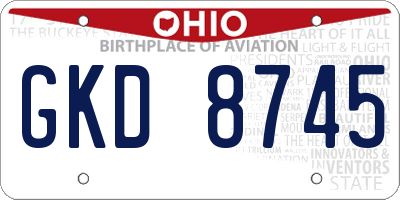 OH license plate GKD8745