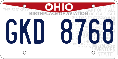 OH license plate GKD8768