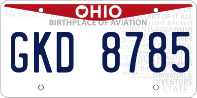 OH license plate GKD8785
