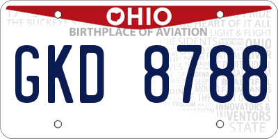 OH license plate GKD8788