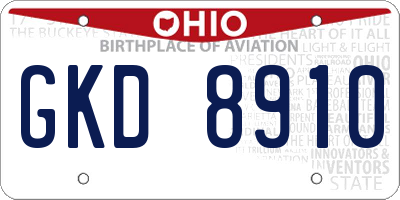OH license plate GKD8910