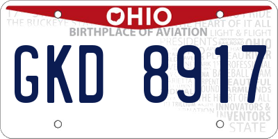 OH license plate GKD8917