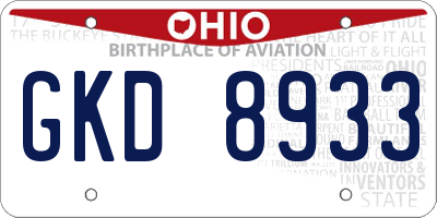 OH license plate GKD8933