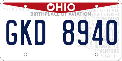 OH license plate GKD8940