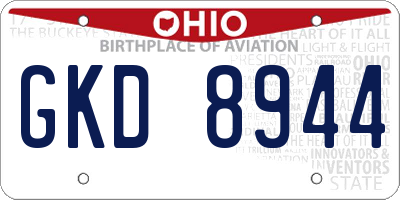 OH license plate GKD8944