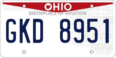 OH license plate GKD8951
