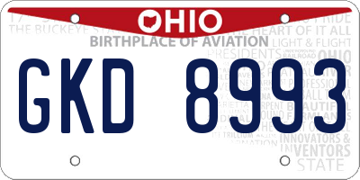 OH license plate GKD8993